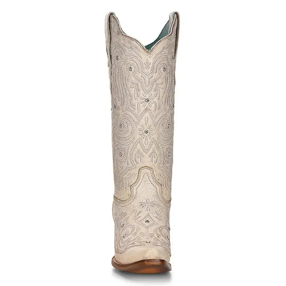 NEW‎ Corral White Crystal Embroidered Western Boots Snip Toe Cowgirl Glam 11 M